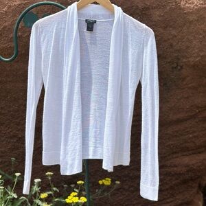 Ann Taylor White Lightweight Open Cardigan Size XS